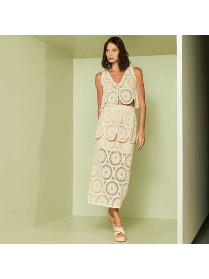 SAIA MAXI MIDI ALÊ EM CROCHET RELEVO