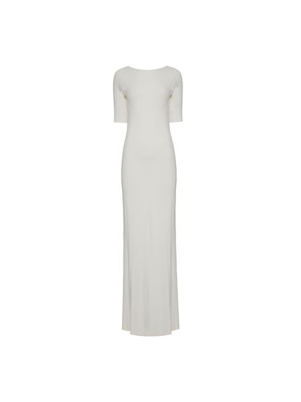 VESTIDO ALINA LONGO CANELLE COM DECOTE COSTAS