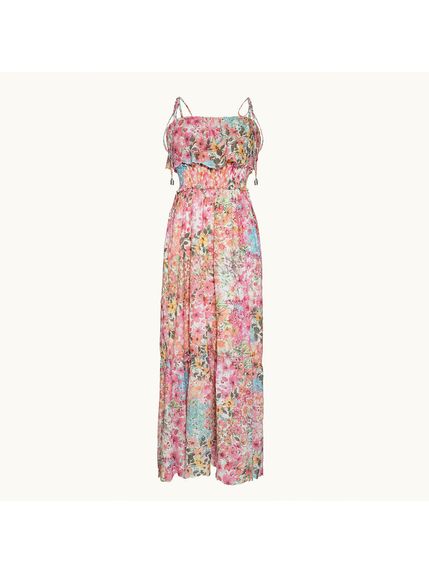 VESTIDO LONGO MELROSE EM LAISE 100% ALGODÃO ESTAMPADA