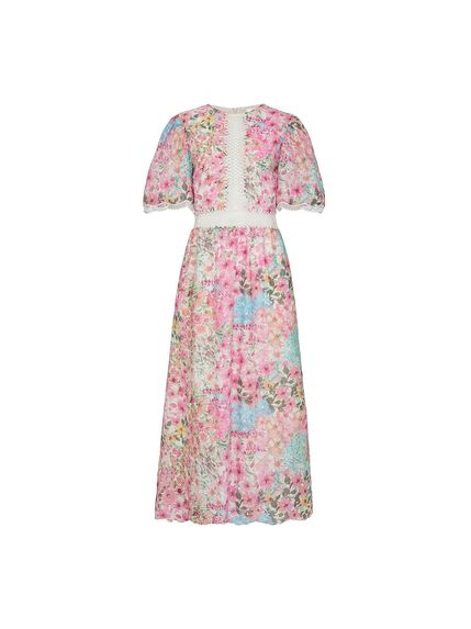 VESTIDO MAXI MIDI DUDA EM LAISE 100% ALGODÃO ESTAMPADA