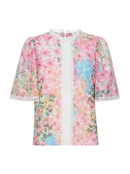 BLUSA LUMA EM LAISE 100% ALGODÃO ESTAMPADA