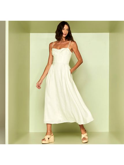 VESTIDO MAXI MIDI DHALIA EM LINHO 100%