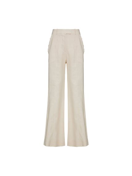 CALÇA CORALINA EM LINHO 100%