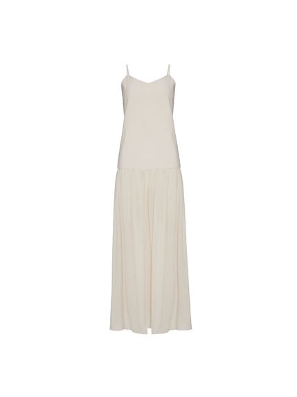 VESTIDO LONGO MARIA CÂNDIDA EM TECIDO PLISSADO