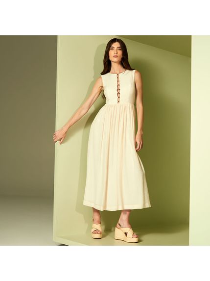 VESTIDO MAXI MIDI MARIA ISABELLA EM TECIDO PLISSADO