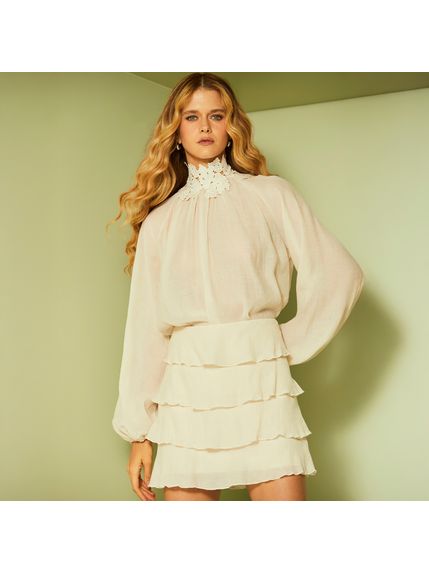 BLUSA MARIA EDUARDA EM TECIDO PLISSADO