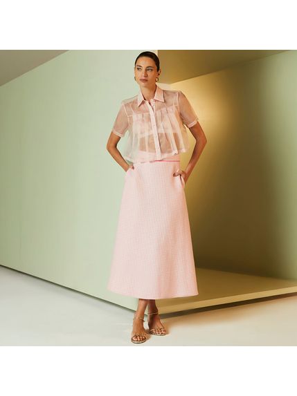 SAIA MAXI MIDI PAMY  EM JACQUARD 100% ALGODÃO