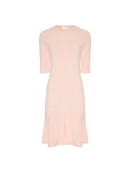 VESTIDO CLEMENTINA CURTO CANELLE COM PREGAS ROSA CLARO