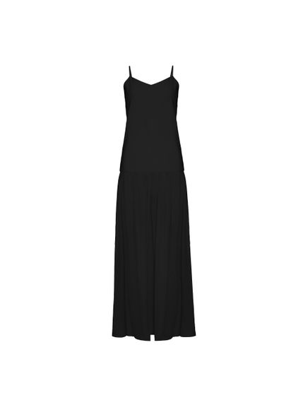 VESTIDO LONGO MARIA CÂNDIDA  EM TECIDO PLISSADO