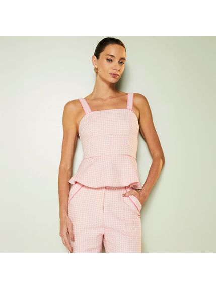 TOP LAISY PEPLUM EM JACQUARD 100% ALGODÃO