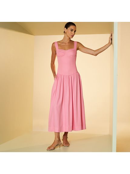 VESTIDO MAXI MIDI QUIN EM CREPE DE VISCOSE