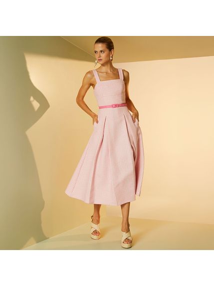 VESTIDO MAXI MIDI  LOU  EM JACQUARD 100% ALGODÃO