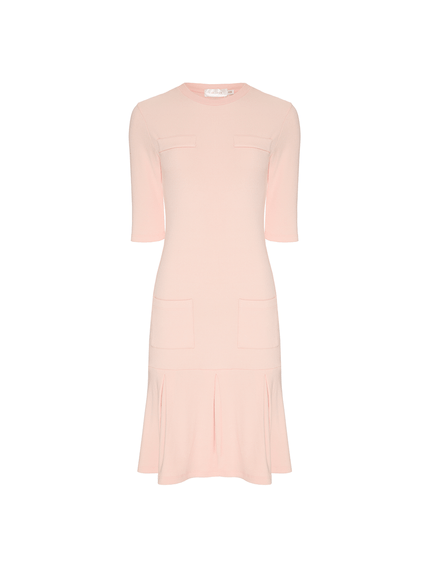 VESTIDO CLEMENTINA CURTO CANELLE COM PREGAS ROSA CLARO
