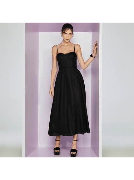 VESTIDO MAXI MIDI DHALIA EM LINHO 100%