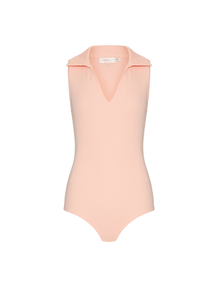 BODY CASSANDRA COM GOLA POLO CANELLE ROSA CLARO