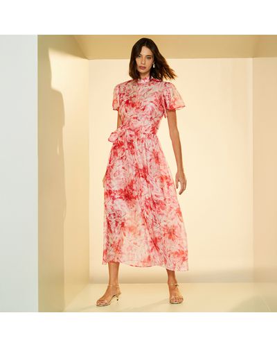 CHEMISE MAXI MIDI ALLY EM SEDA E MODAL ESTAMPADA