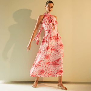 VESTIDO MAXI MIDI CAT EM SEDA E MODAL ESTAMPADO
