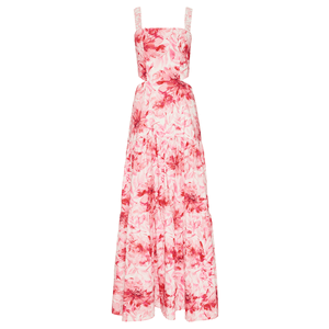 VESTIDO LONGO  BETA  EM TECIDO 100% ALGODÃO ESTAMPADO COSTAS EM LASTEX