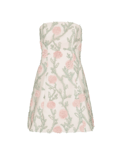 VESTIDO CURTO LISSET EM TULE ESTRUTURADO COM BORDADO ORGANICO EM RELEVO