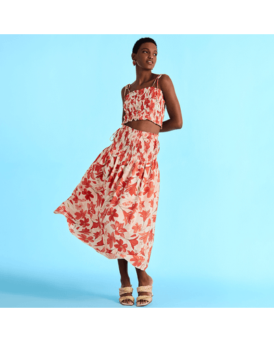 SAIA MAXI MIDI NENA  EM MOUSSELINE 100% ALGODÃO ESTAMPADO