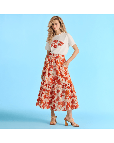 T-SHIRT FLORÁLIA EM MALHA PREMIUM